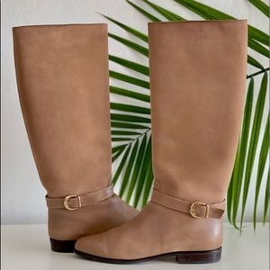 SUDINI Camel Suede & Leather Knee-High Boots 7.5